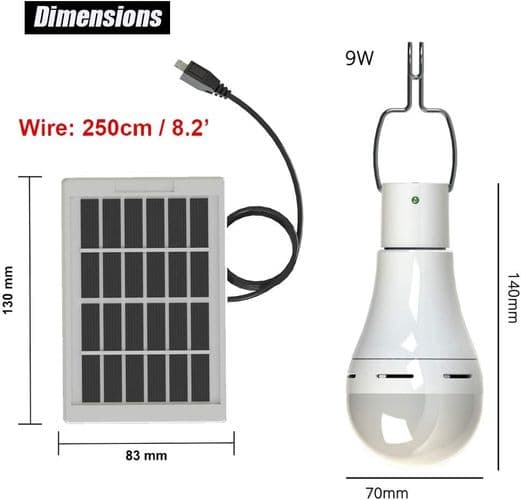 LED sollampe, 9W solenergi super lys pærer med