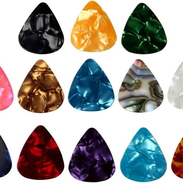 Plectrumsett 8 - Akustiske gitarplekter laget av slitesterke materialer KLB