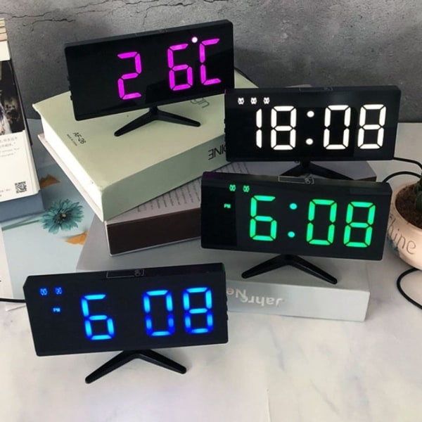Elektronisk LED-klocka Smart Digital Desk Clock (Rosa)