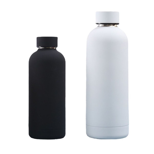 2 stk. rustfrit stål vandflaske termokande sort + hvid 350ml + 750ml KLB
