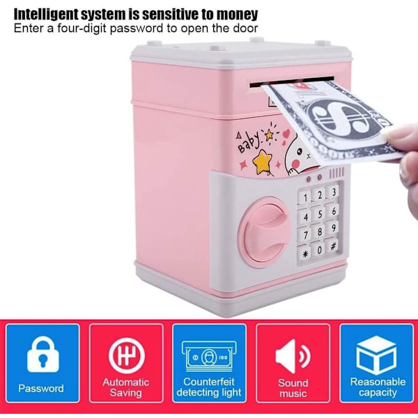 Lösenordssäker pengabox, ATM elektrisk leksaksbank automatisk