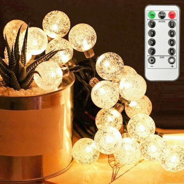 Light Garland 5M 50 Bulbs 8 Modes with Remote Control-Battery Operated LED Light Garland Small Balls Warm Romantic Decoration