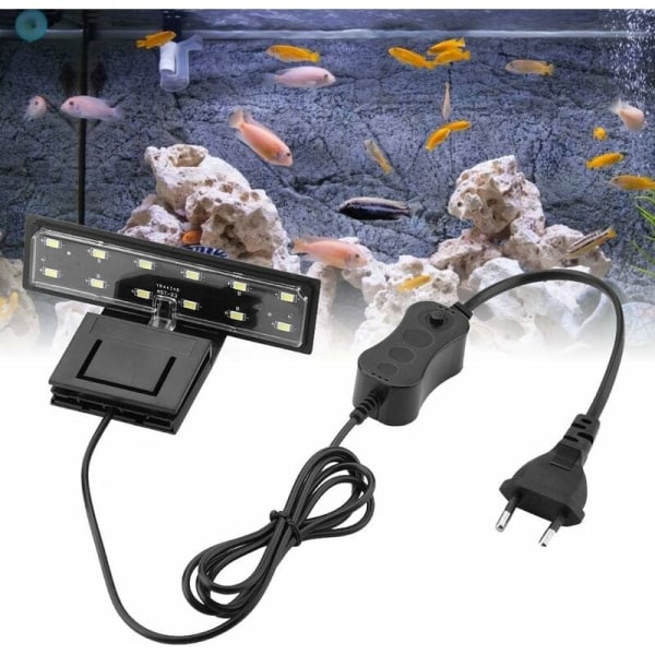 Akvariebelysning LED 5W Clip-on Ferskvands- eller Havplantelampe, Akvariebelysning Vandtæt Akvarielys (Hvidt lys) KLB