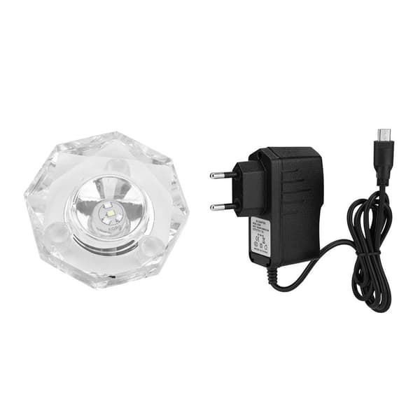 LED K9 Glass Multicolor 3D Crystal Display Light Base Stand KLB