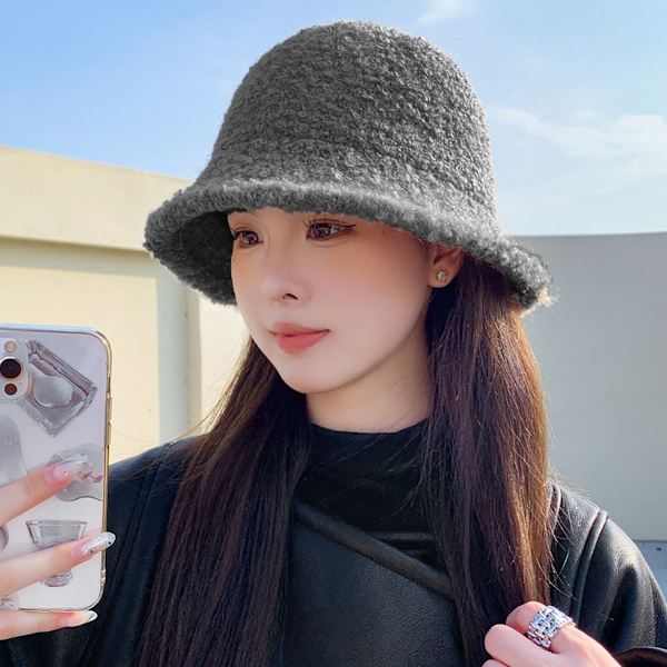 Vinter Faux Fur Ull Bucket Hat Fuzzy Varm Mössa Vindtät Mössa Shear Style1 KLB