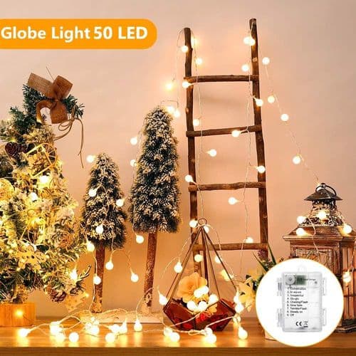 50 LED kugleformede feelygter batteridrevet 5M stemningslys
