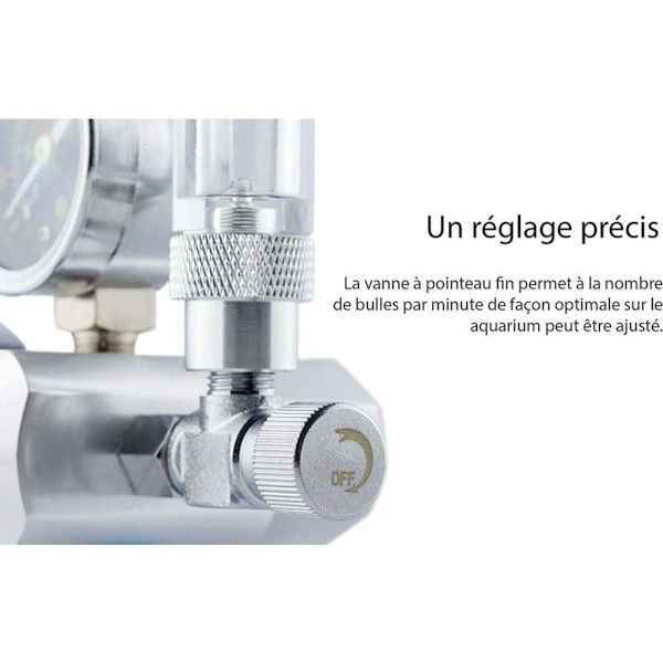 CO2-trykksreduserer med luftboblesteller for akvarier