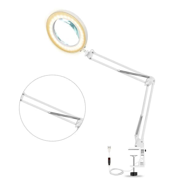 Forstørrende LED-skrivebordslampe, 5x forstørrelse, dimbar KLB