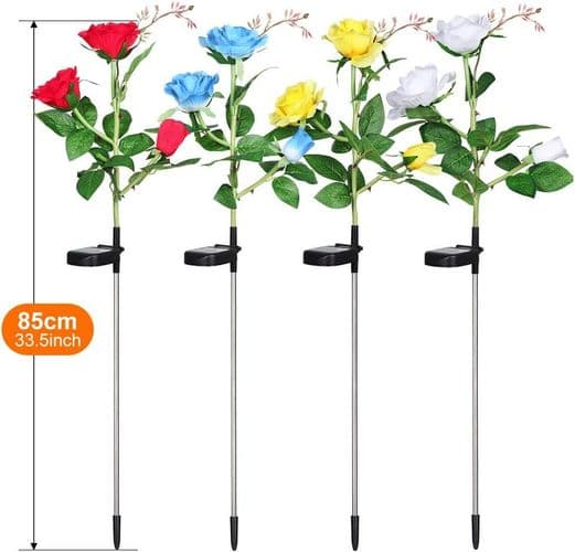 Roseblomst solcellelampe solarium promenade udendørs dekoration til haven