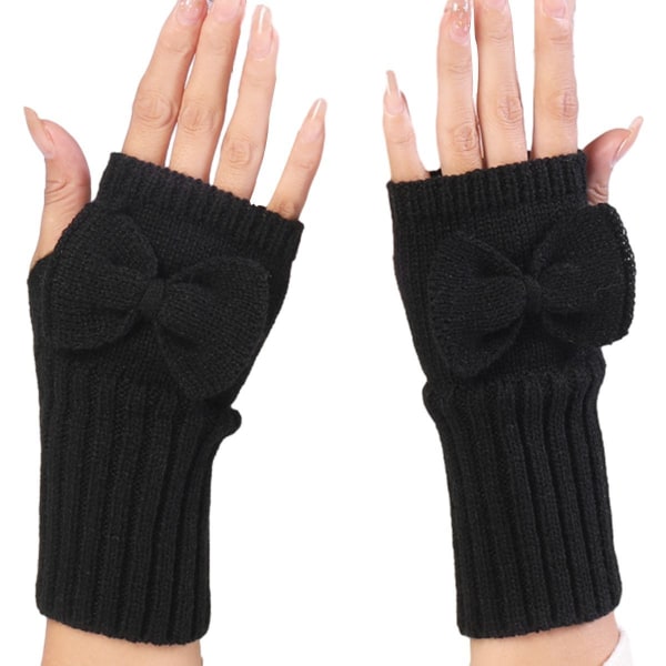 Vinter Fingerless Handskar Halv Fingerhandske Höst och Vinter Svart KLB