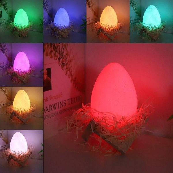 16 väriä 3D printed USB -ladattava Dinosaur Egg Night KLB