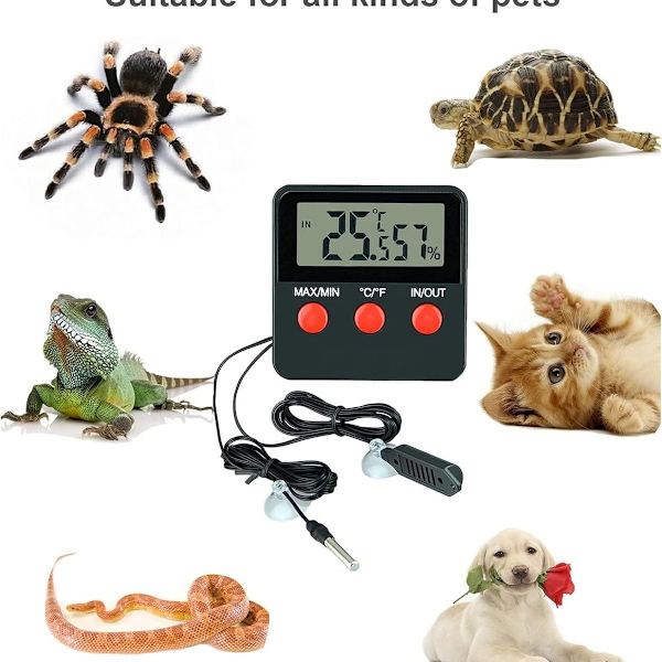 Reptil Digital Termometer LCD Hygrometer Temperatur og