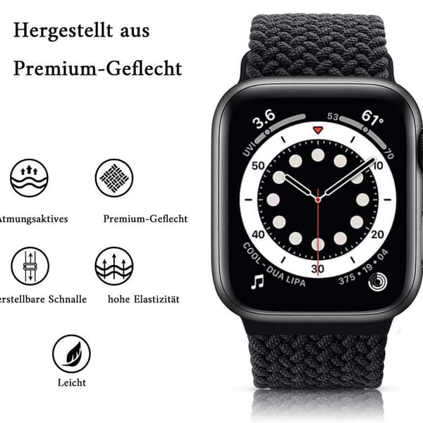 Flätat Solo Loop-armband kompatibelt med Apple Watch-rem 38 mm, 40
