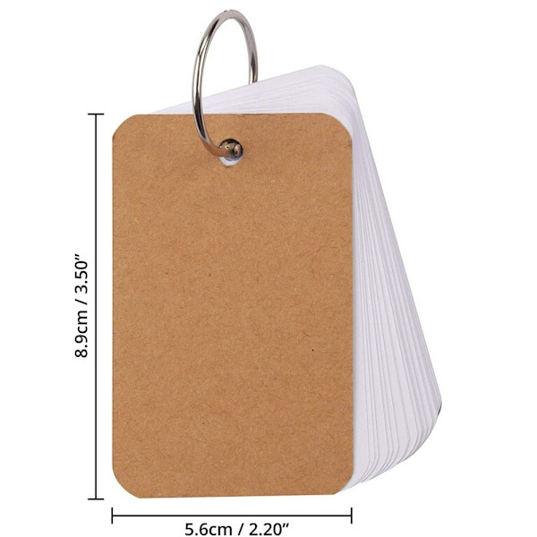 Små indexkort i vitt kraftpapper med ringpärm (12