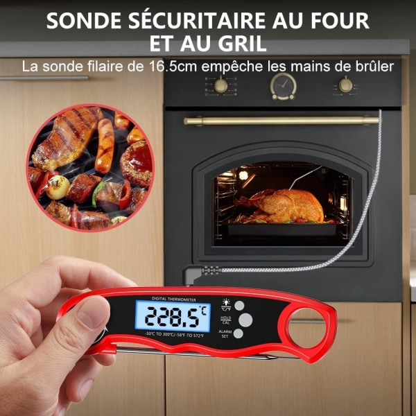 Kökstermometer, Snabbläsande Köttermometer, Digital Termometer för Matlagning, Kött, Rödvin