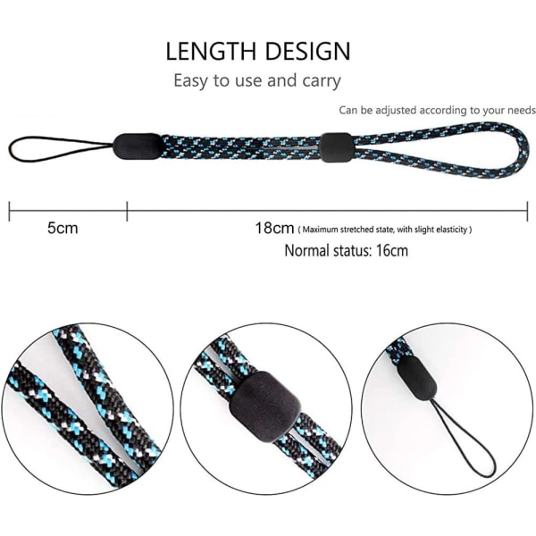 Lanyard håndleddsrem, justerbar håndleddsrem, lanyard med håndleddsrem, justerbar nylon håndleddsrem, for mobiltelefoner, USB-stasjoner, kameraer, nøkler, 10 stykker