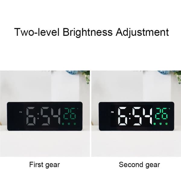 Stemmeaktiveret LED mute, datotemperaturvisning, elektronisk ur (sort).