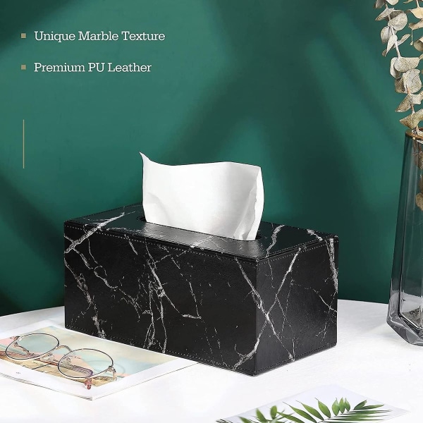 Rectangular facial tissue holder made of PU leather