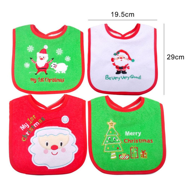 Christmas Baby Bibs Set of 4, Waterproof Bibs for Babies Form1 KLB