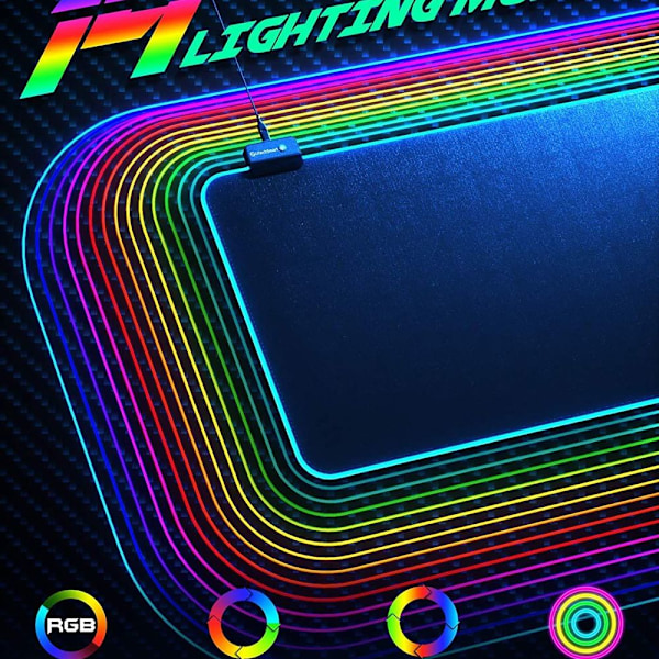 RGB Gaming Musmatta Stor Utökad Mjuk LED Musmatta