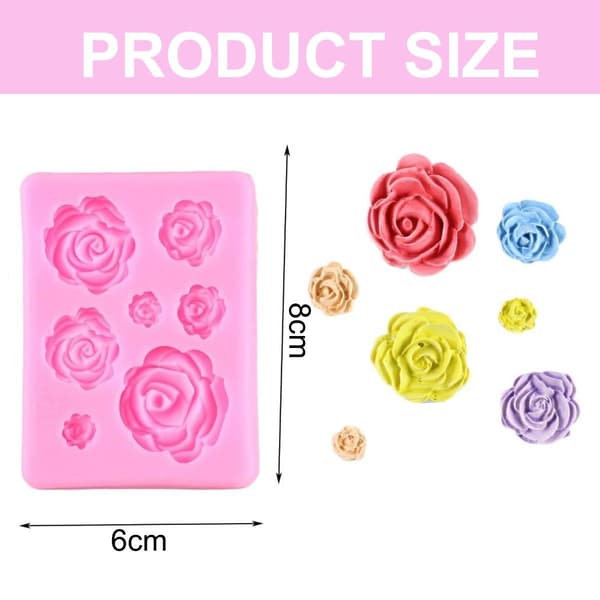 2 stk. Rose Blomster Silikoneforme Kage Chokoladeform Bryllupskage