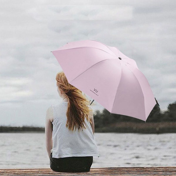 Tuulenpitävä matkavarjo - Kompakti ja taitettava - Käänteinen sateenvarjo - Pinkki KLB