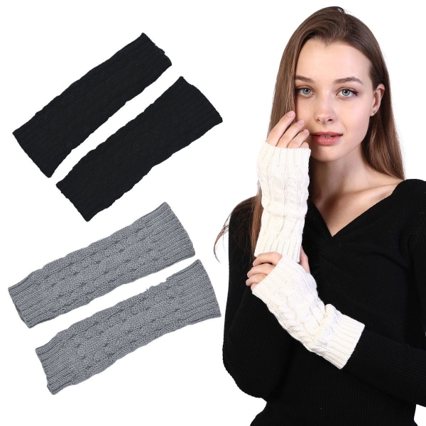 Paar Womens Winter Arm Warmers Warm Fingerless Gloves Hand Hekle Kombination 4 KLB