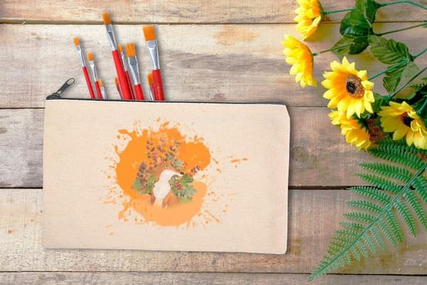 Paket med 10 tomma DIY-väskor i canvas, pennfodral, tomma sminkväskor, paket med 10