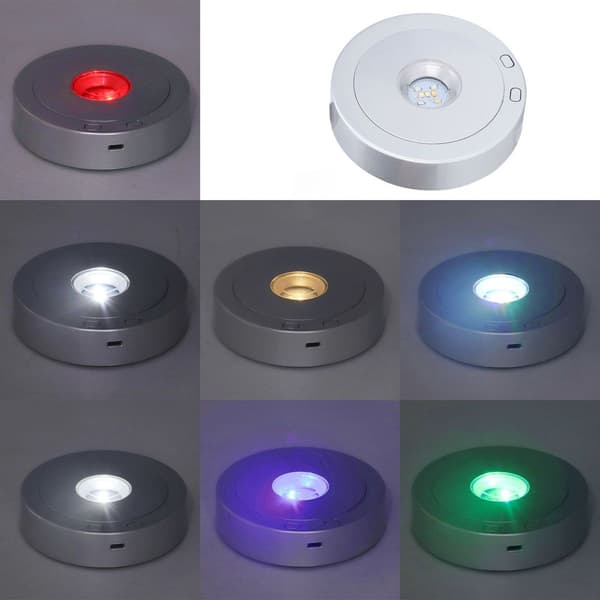 LED-displaybase, USB, RGB, farverigt lys, roterende krystal KLB