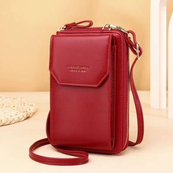 HX730 naisten lompakko pitkä PU-nahkainen puhelinlaukku (punainen)