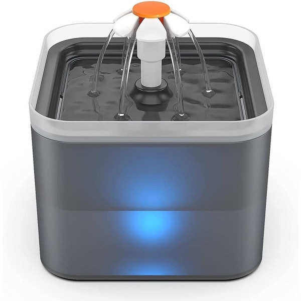 Kattvattendispenser, super tyst kattvattendispenser 2L, med LED-ljus, KLB
