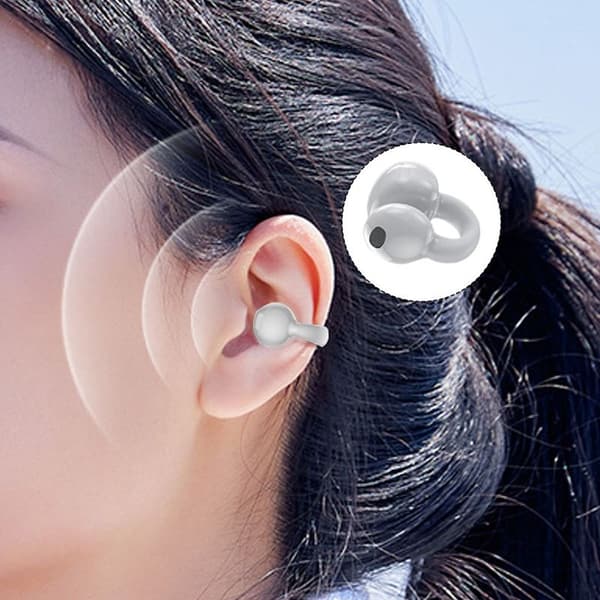 Trådløse øreklips med benledning Hodetelefoner Bluetooth Hvit