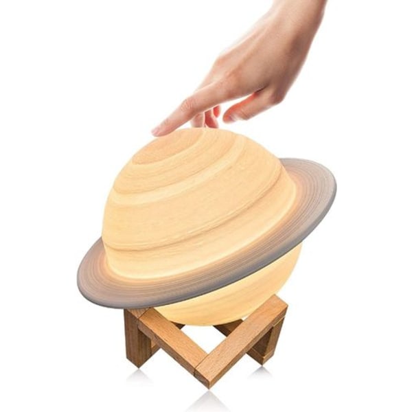 Månelampe 3D nattlys dimmbar, Papasbox 15cm LED Saturn lampe med