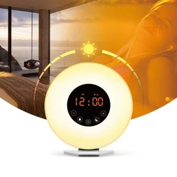 LED Touch Smart Wake Up Light Vekkerklokke med FM-radio