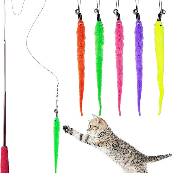 Katt leksak, Retractable Wand med 5 fjädrar för din katt och hennes KLB