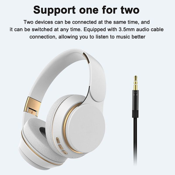 Bluetooth Over Ear Hodetelefoner, Trådløse Foldbare Stereo Hvite