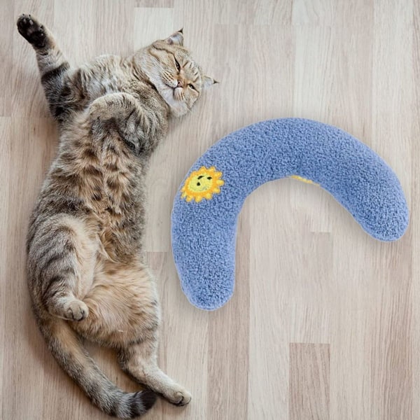 Liten kattkudde, U-formad kudde, mjuk och fluffig, lugnande för blå KLB