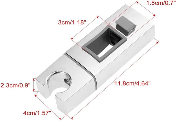 Skyvbar dusjhodeholder for skinne-18x30mm-Rektangulær, firkantet utskiftbar hånddusjholder, krom ABS dusjholder for bad