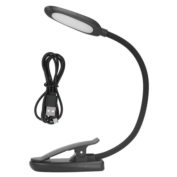 Klipsbar skrivebordslampe med 360° fleksibel svanehals