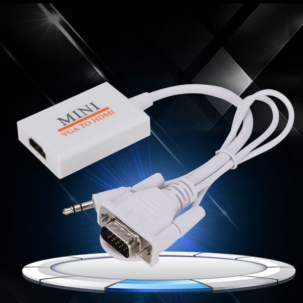 VGA til HDMI-adapter med lydkonverter, USB-ladekabel KLB