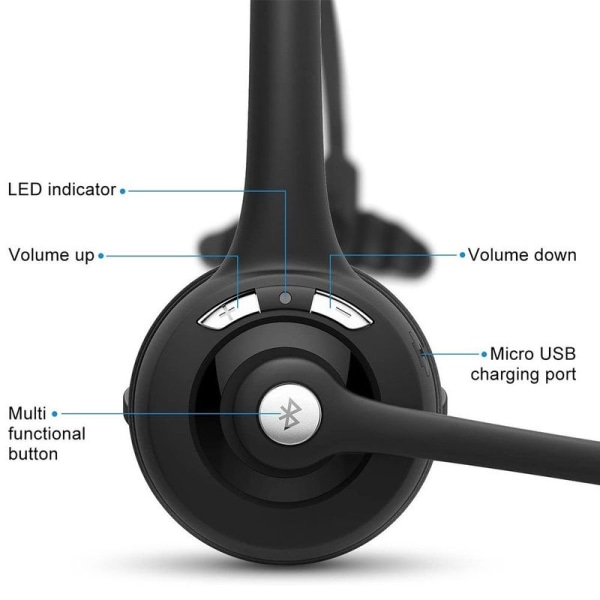 Bluetooth-headset/mobiltelefonheadset med mikrofon, kontor