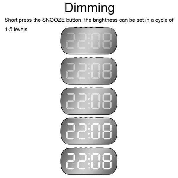 LED-digital display, temperatur, elektronisk klocka, bordspegel, väckarklocka (vit vit