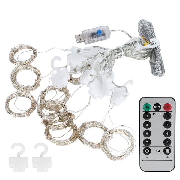 3x3m USB-fönstergardin ljusslingor med fjärrkontroll för KLB