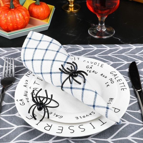Spider Halloween Servietringe Metal Servietringe Sort 6Set