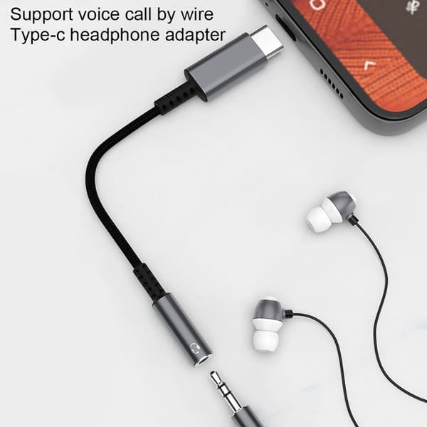 USB C til 3,5 mm hunadapter Type C hovedtelefon audio jack grå