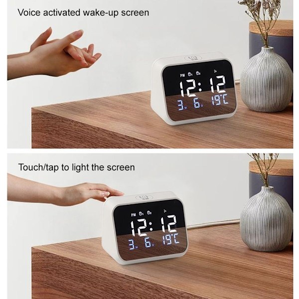 Q5 Multifunktionel Elektronisk Vækkeur med LED-Display (Sort)