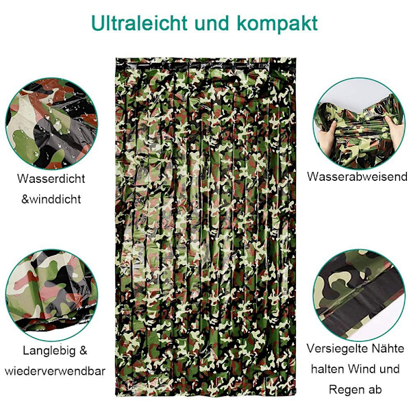 2-pack Nödsömnpåse Vattentät Lätt Termisk Överlevnadsfilt Täcke Bärbar