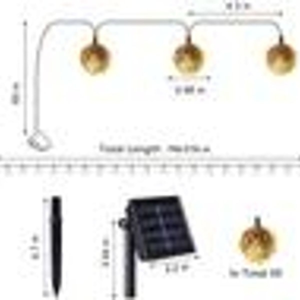 Marockanska LED-ljusslingor - 7 meter, solcellsdriven, 50 LED, varmvit, KLB