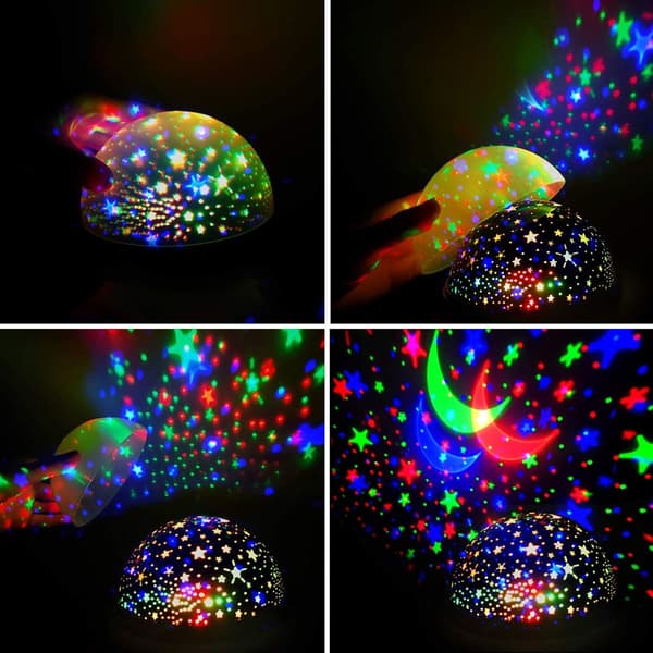Nattelys stjernehimmel projektor, babylys 360° rotation LED stjernelys KLB