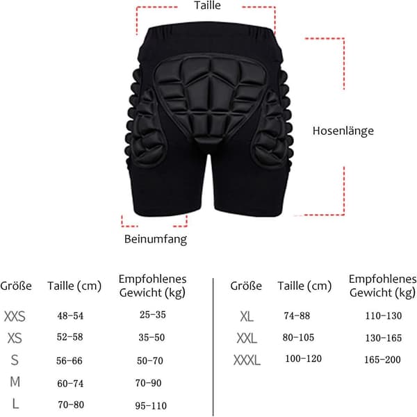 Skyddande byxor, barn snowboardbyxor, herr, dam skyddande byxor, 3D vadderad skydd,